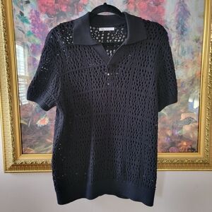 NWOT Zara Crochet Polo Sweater